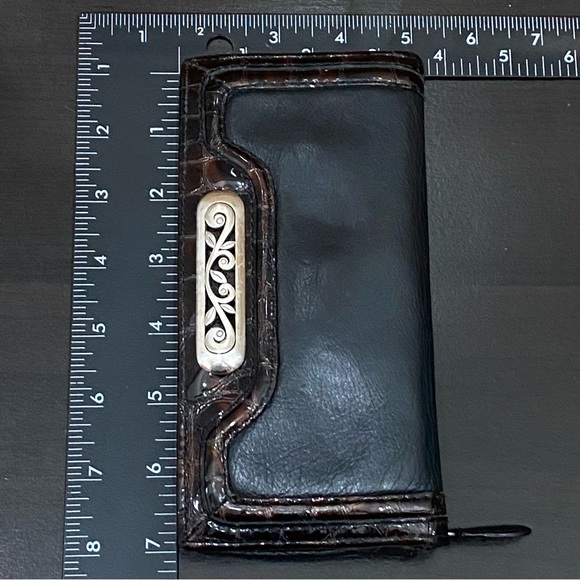 BRIGHTON Eve Delight Black Leather Croc Leather Trims Large Wallet - Picture 9 of 13